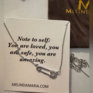 Melinda Maria Silver Safety Pin Necklace